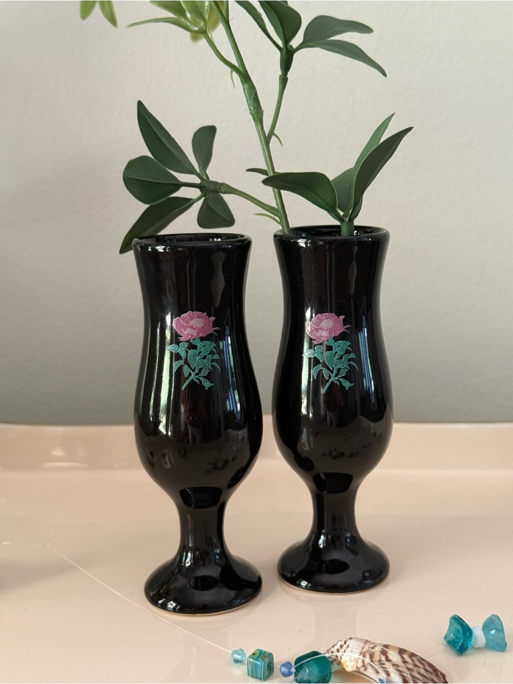 Tequila Rose Black Ceramic Shot Glasses Bud Vases